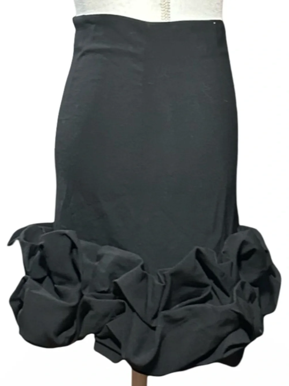 ZARA Black‎ Structured Mini Skirt with Voluminous Ruffle Hem - XS